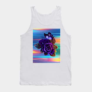 Colorful strikes and purple rose Tank Top